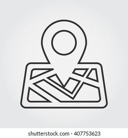 Location line icon, map outline vector illustration, linear pictogram isolated on gray