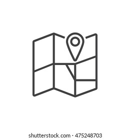 Location line icon, map outline vector logo illustration, linear pictogram isolated on white