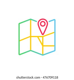 Location line icon, map outline vector logo illustration, linear pictogram isolated on white