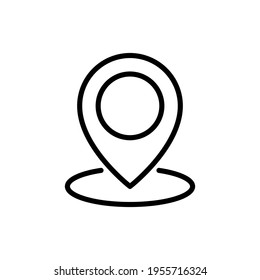 Location line icon. Map pin symbol. Pointer outline sign. Vector illustration isolated on white.