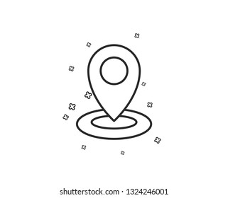 Location line icon. Map pointer sign. Geometric shapes. Random cross elements. Linear Location icon design. Vector