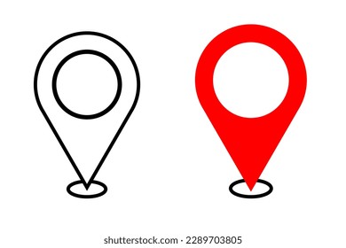 Location line icon place logo. GPS Location navigation icon. Map pin location icons. Place position marker travel distance icon. Address location pointer GPS symbol. Geolocation gps tag map label.