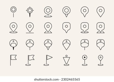 LOCATION LINE ICON SET, GPS SIGN COLLECTION