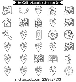 Location Line Icon set, Vector graphics