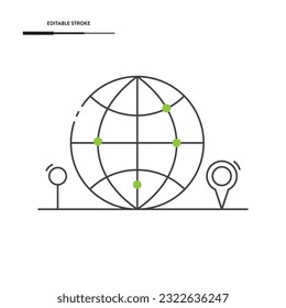 Diseño de vectores de iconos de línea de ubicación.