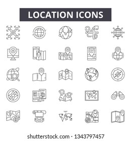 Location line icons for web and mobile design. Editable stroke signs. Location  outline concept illustrations