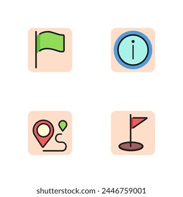 Location line sign set. Flag, information icon, map pointer. Route, destination, navigation concept. Can be used for signboards, poster, brochure