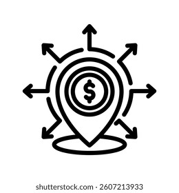 Location Line Vector Illustration On White Background.