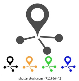 Location Links icon. Vector illustration style is a flat iconic location links symbol with black, grey, green, blue, yellow color variants. Designed for web and software interfaces.