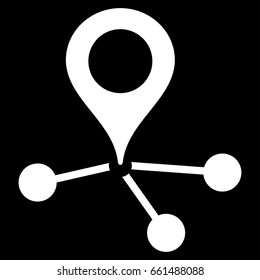 Location Links vector icon. Flat white symbol. Pictogram is isolated on a black background. Designed for web and software interfaces.
