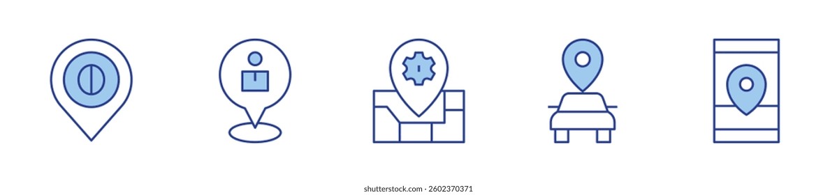 location, locator. Location Icon vector illustration. Line Duotone style. Editable stroke.