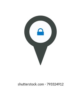 Location lock marker pin point position secure icon