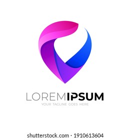 logotipo de ubicación con diseño abstracto , logotipos 3d coloridos
