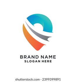 Location logo design with arrow unique concept Premium Vector