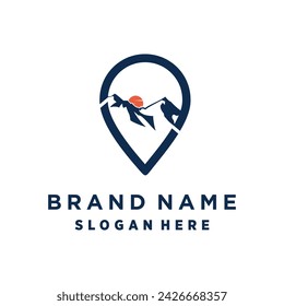 Location logo design with mountain unique concept premium vector