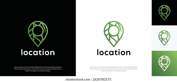 Design do logotipo de localização. Ícone de logotipo de localização natural feito com linhas