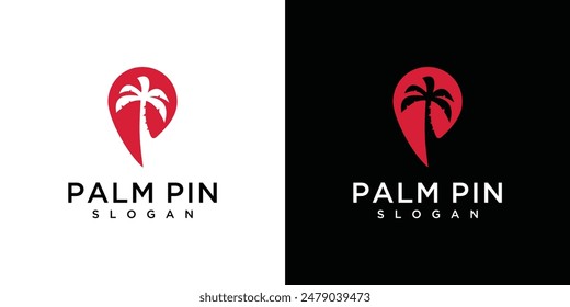 location logo icon and palm tree. Creative location logo ideas.	