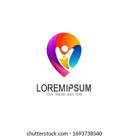 Location logo and people design combination, Colorful icons
