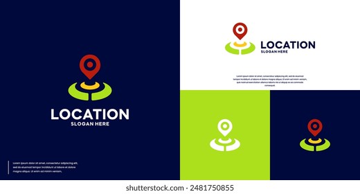 location logo with target board concept, place position, navigation, design vector template.