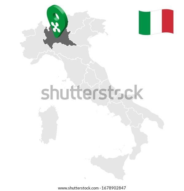 イタリアの地図上のロンバルディの場所 3dロンバルディのロケーション記号 ロンバルディ国旗に似た イタリアの地域を含む品質地図 ストックベクター画像 Eps10 のベクター画像素材 ロイヤリティフリー