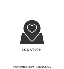 location love icon vector illustration. location love icon glyph design.