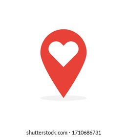 Marcador de amor en estilo plano. Ilustración abstracta vectorial