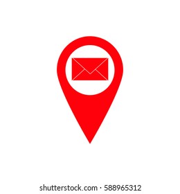 Location, mail, chat icon. Red icon