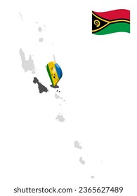Lage Malampa Provinz auf Karte Vanuatu. 3D Ortszeichen von Malampa. Qualitätskarte mit Provinzen von Vanuatu für Ihr Design. Ozeanien. EPS10.