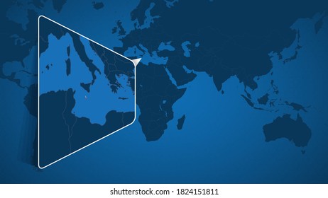 Location of Malta on the World Map with Enlarged Map of Malta with Flag. Geographical Vector Template for your design.