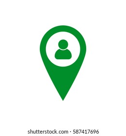 location man icon on white background. Green icon