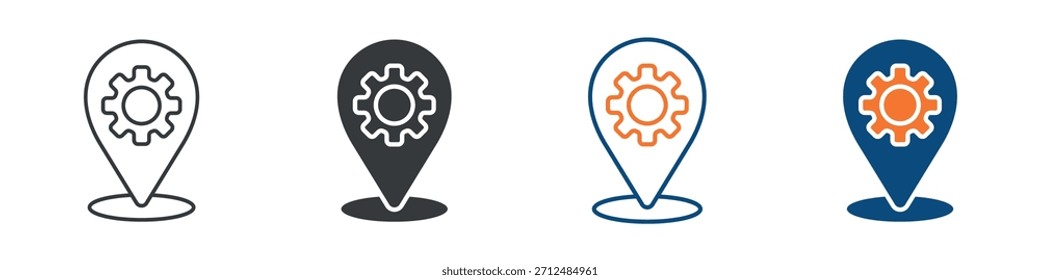 Conjunto de iconos de administración de Locaciones Colección de estilos múltiples