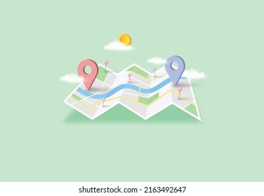 Positionierung von 3D-Pins. Kontrollpunkte des Navigators. GPS. Vektorgrafik