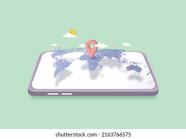 Location Map 3D pins. Navigator checking points. GPS. Vector illustration
