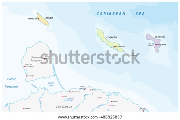 Location Map Abc Islands Caribbean Sea Stock Vector (Royalty Free ...