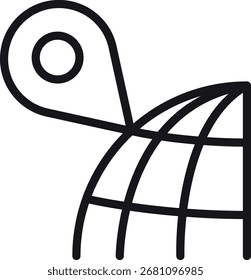 location, map, address icon. Map pin icon with globe design for location marking. in thin line style