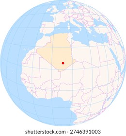 Location Map of Aguenar – Hadj Bey Akhamok Airport (Tamanrasset, Tamanghasset, Algeria). IATA-code: TMR. No labels at all.