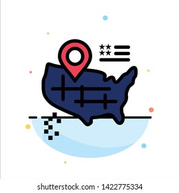 Location, Map, American Abstract Flat Color Icon Template