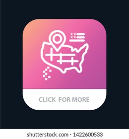 Location, Map, American Mobile App Button. Android and IOS Line Version
