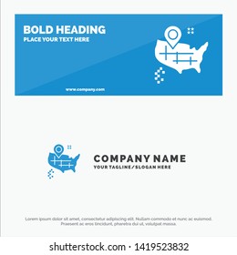 Location, Map, American SOlid Icon Website Banner and Business Logo Template