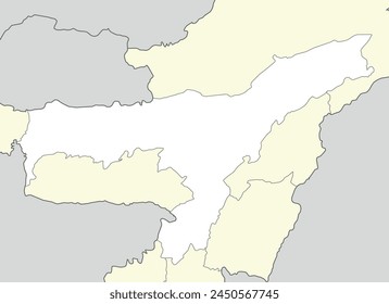 Location map of Assam is a state of India with neighbour state and country