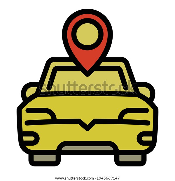 Location map\
car sharing icon. Outline Location map car sharing vector icon for\
web design isolated on white\
background