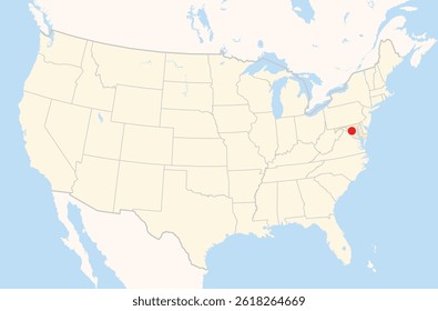 Location Map of the city Rockville in Maryland, USA. The state is marked orange and the city is highlighted with a red dot. No labels at all.