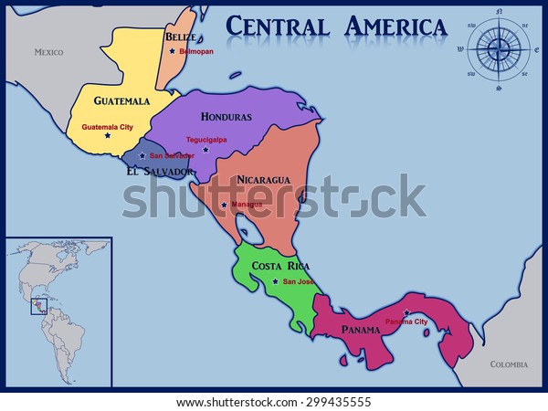 Central America Map With Countries And Capitals 3054