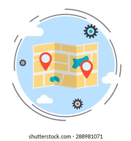 Location map, delivery, transportation, route, navigation service flat design style vector illustration