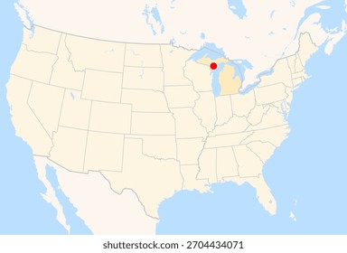 Location Map of Delta County Airport (Escanaba, Michigan, USA). IATA-code: ESC. No labels at all.