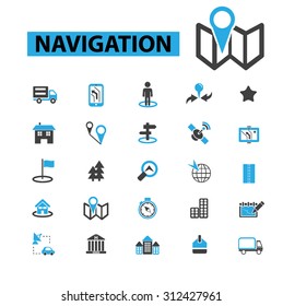 location, map, direction, route, car navigation, logistics, travel, positioning, compass, cartography, road, journey, searching icons, signs vector concept
