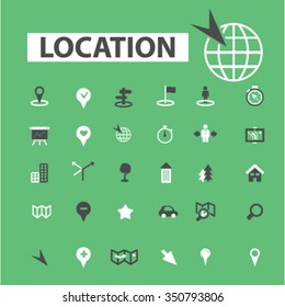 location, map, direction, route, car navigation, logistics, travel, positioning, compass, cartography, road, journey, searching icons, signs vector concept
