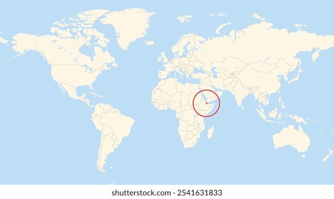 Location map of Djibouti in Africa shown on a world map