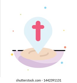 Location, Map, Easter, Pin Abstract Flat Color Icon Template