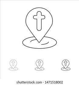 Location, Map, Easter, Pin Bold and thin black line icon set